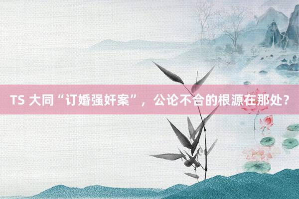 TS 大同“订婚强奸案”，公论不合的根源在那处？