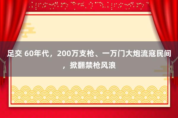 足交 60年代，200万支枪、一万门大炮流寇民间，掀翻禁枪风浪