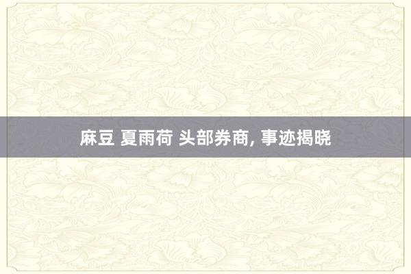 麻豆 夏雨荷 头部券商, 事迹揭晓
