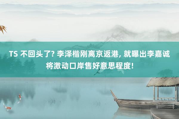 TS 不回头了? 李泽楷刚离京返港, 就曝出李嘉诚将激动口岸售好意思程度!
